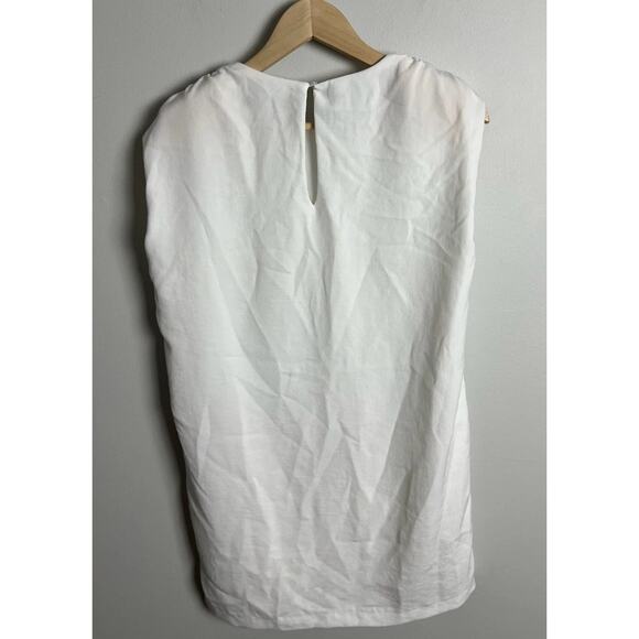 Zara White Sleeveless Blouse Draped Shoulder Detail Lined Minimalist Size XS Wms - Picture 2 of 9